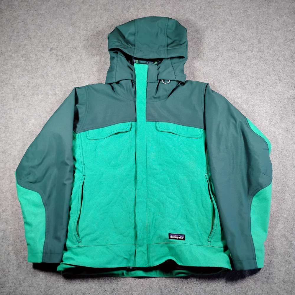 Patagonia Womens‎ Rubicon Puffer Green Two-Tone Softshell Hooded Jacket 30710 S